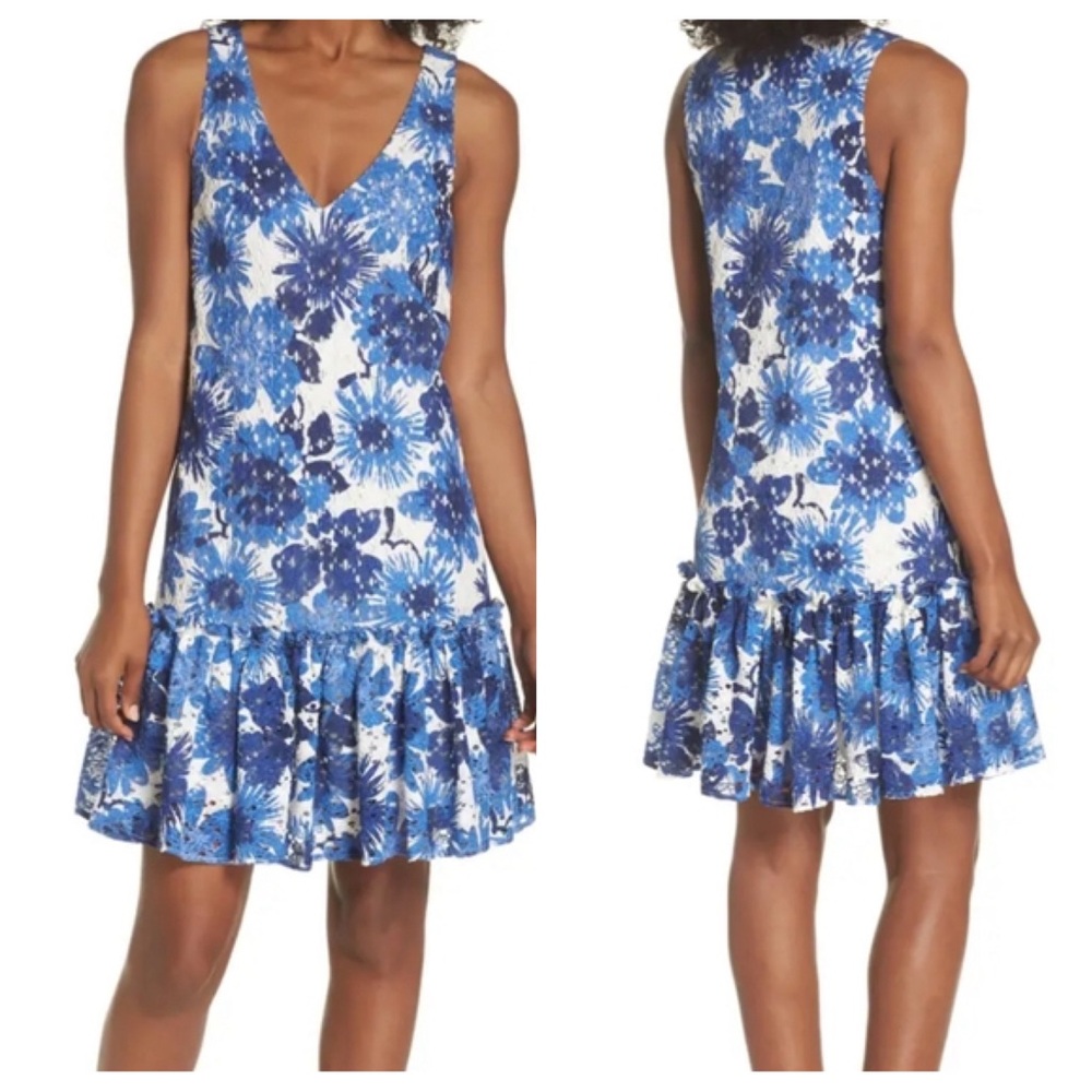 NWT Trina Turk La Costa Print Lace Ruffled Hem Dress | Size XL